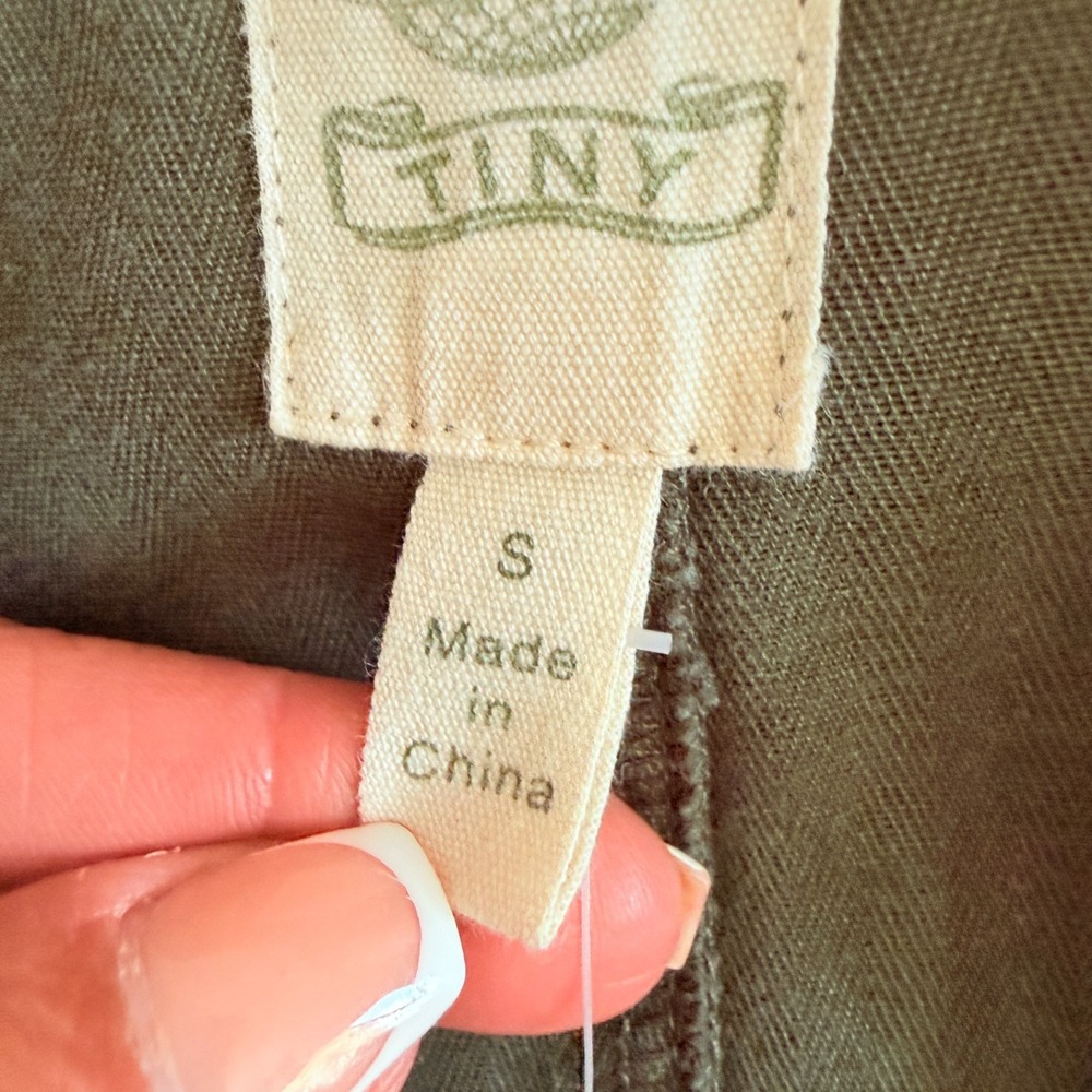 Tiny Leslie by Anthropologie Jacket sz Small Embroidered Dark Green Utility - Picture 7 of 13